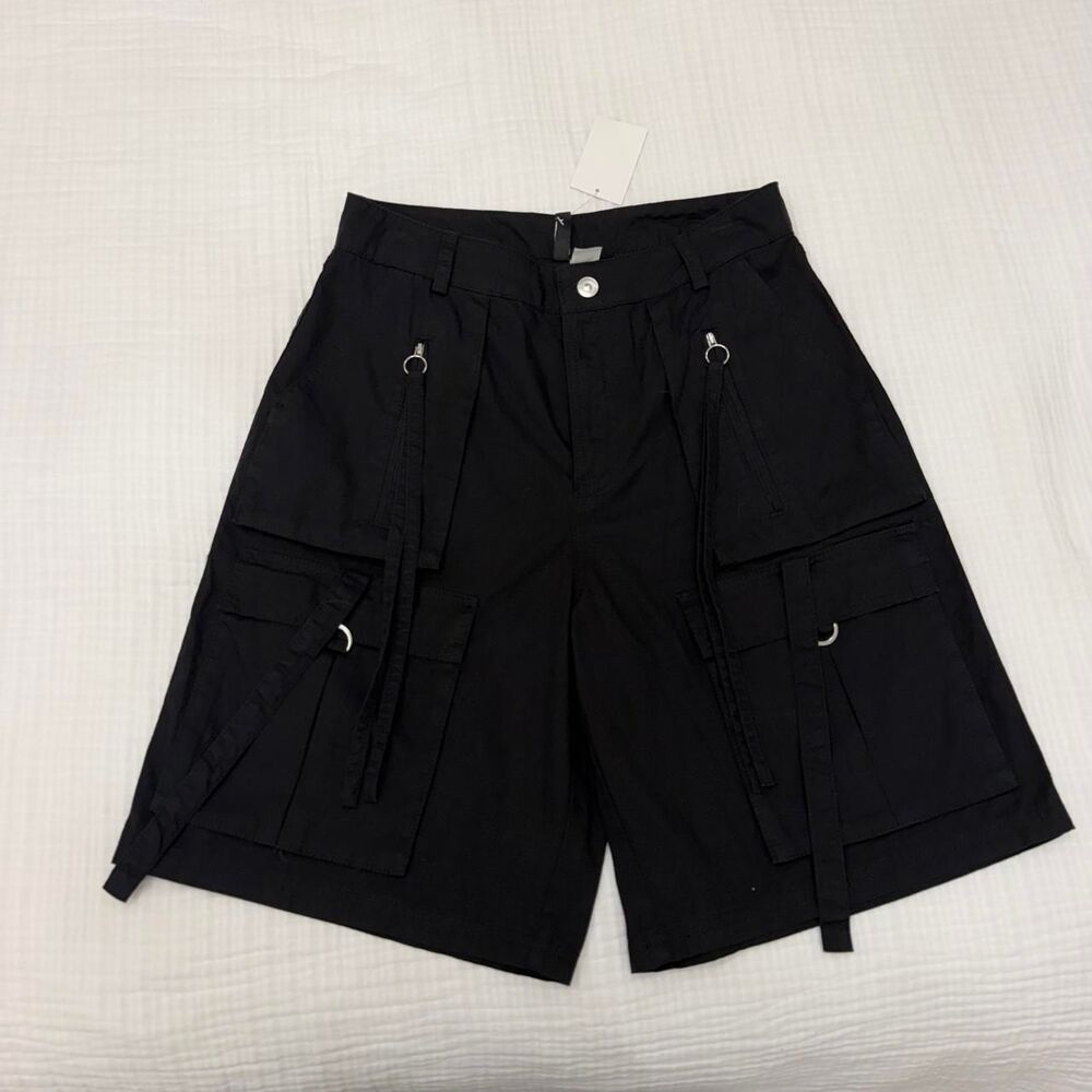 h&m divided black utility cargo shorts
